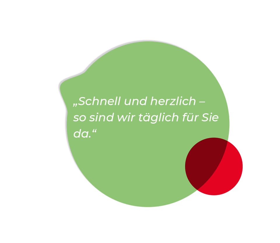 Zitat „Schnell und herzlich – so sind wir täglich für Sie da.