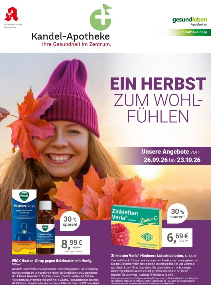 Angebotsflyer 10/26 der Kandel-Apotheke